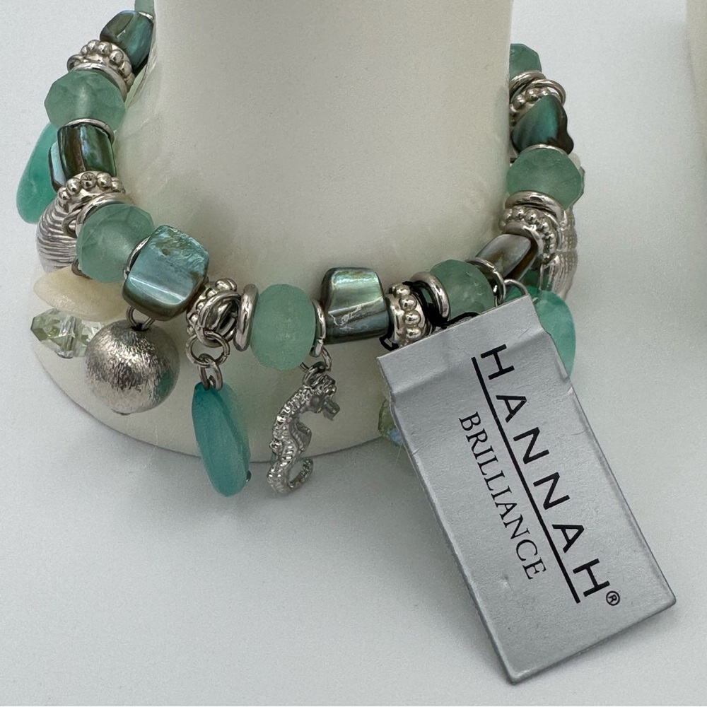 Hannah Brilliance Nautical Beach Ocean Sea Glass Sea Life Bracelet and Earrings - Picture 5 of 11